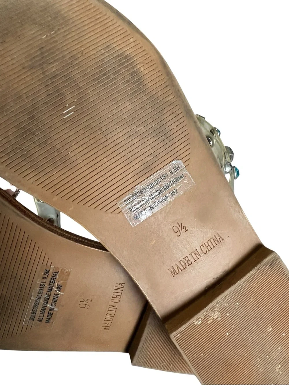 Steve Madden Clear Strap Sandals-Silver Studs & Color Rhinestones I Size:9.5